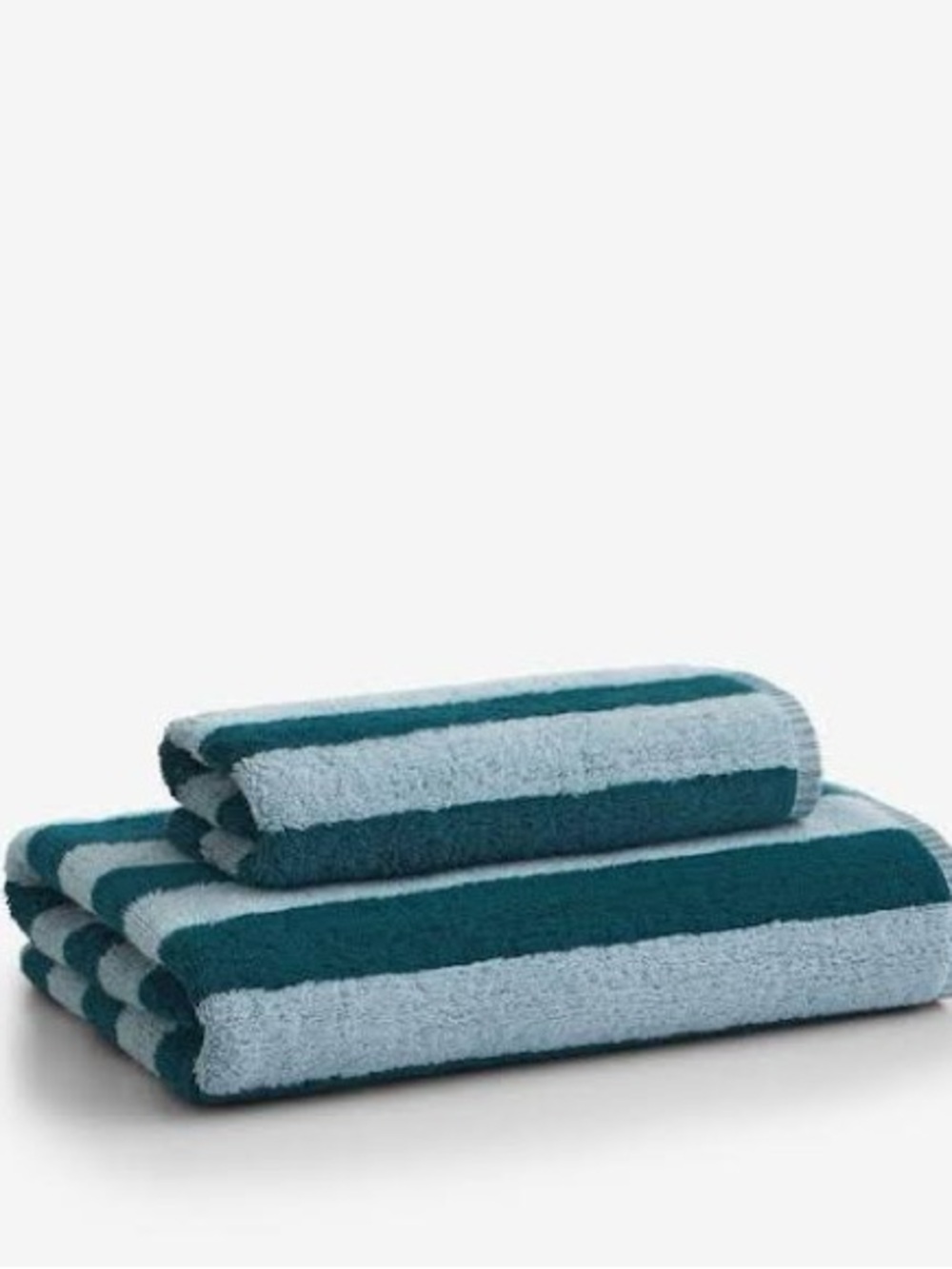 NWT Company Store Bath Towel Set - 1 Bath & 2 Hand Towels in Teal Stripe